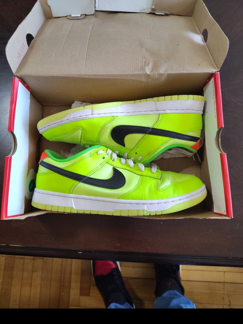 Nike Dunk Low Top Sneakers - Neon Green with Black Swoosh